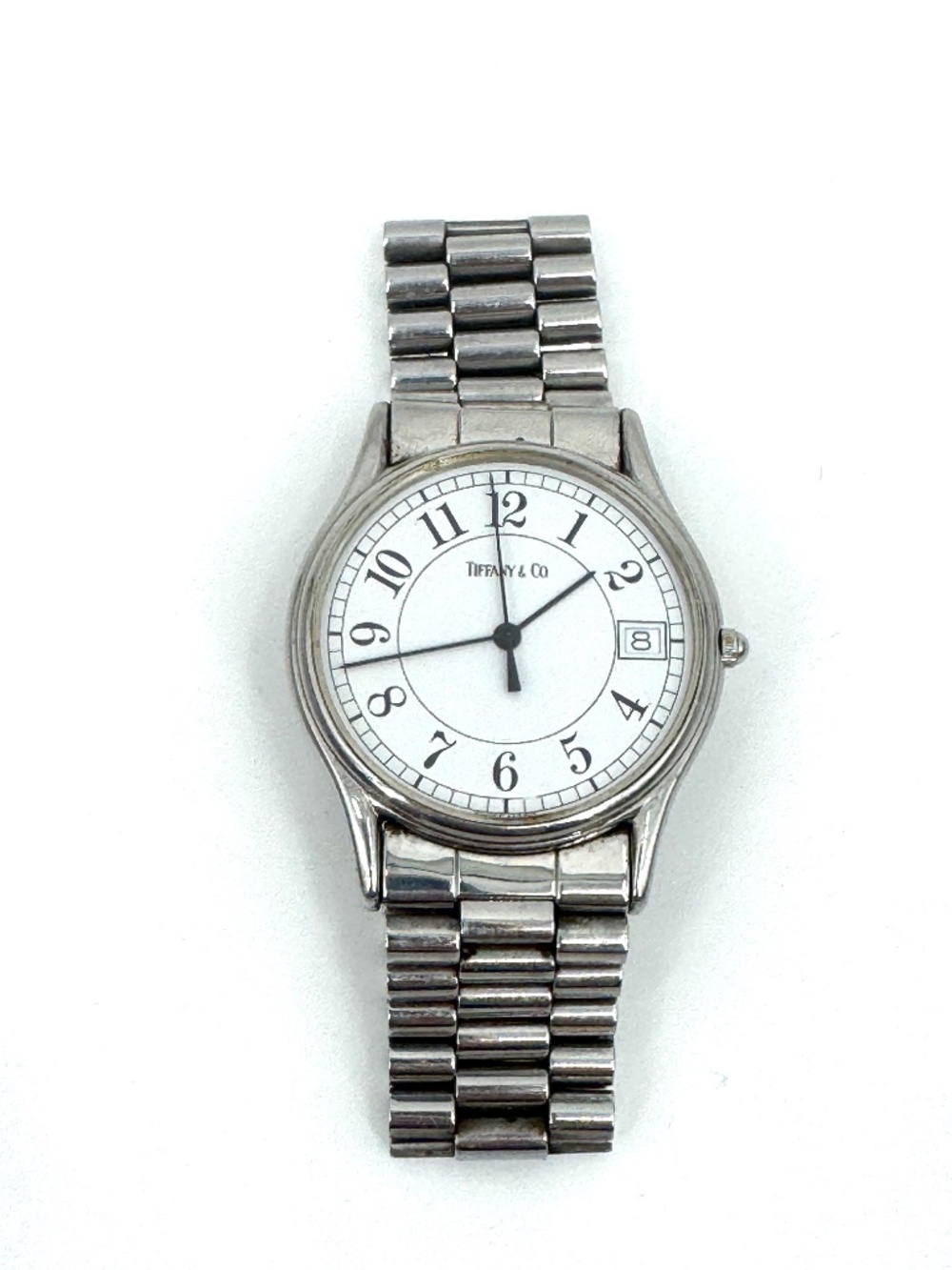 Vintage Tiffany & Co. Classic 33mm Quartz Date Watch Stainless Steel Running